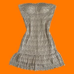 00's vintage beige gold metallic tube top y2k dress Size 10 cache